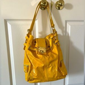 Jimmy Choo yellow patent handbag